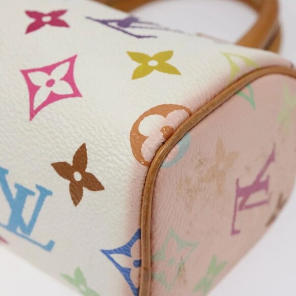LOUIS VUITTON Monogram Multicolor Mini Speedy Hand Bag White M92645 Auth BA414AV - Picture 4 of 16